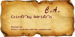 Cziráky Adrián névjegykártya